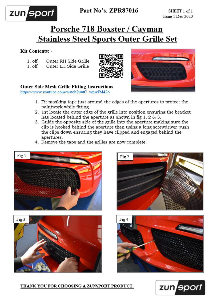 Porsche 718 Boxster And Cayman - Outer Grille Set